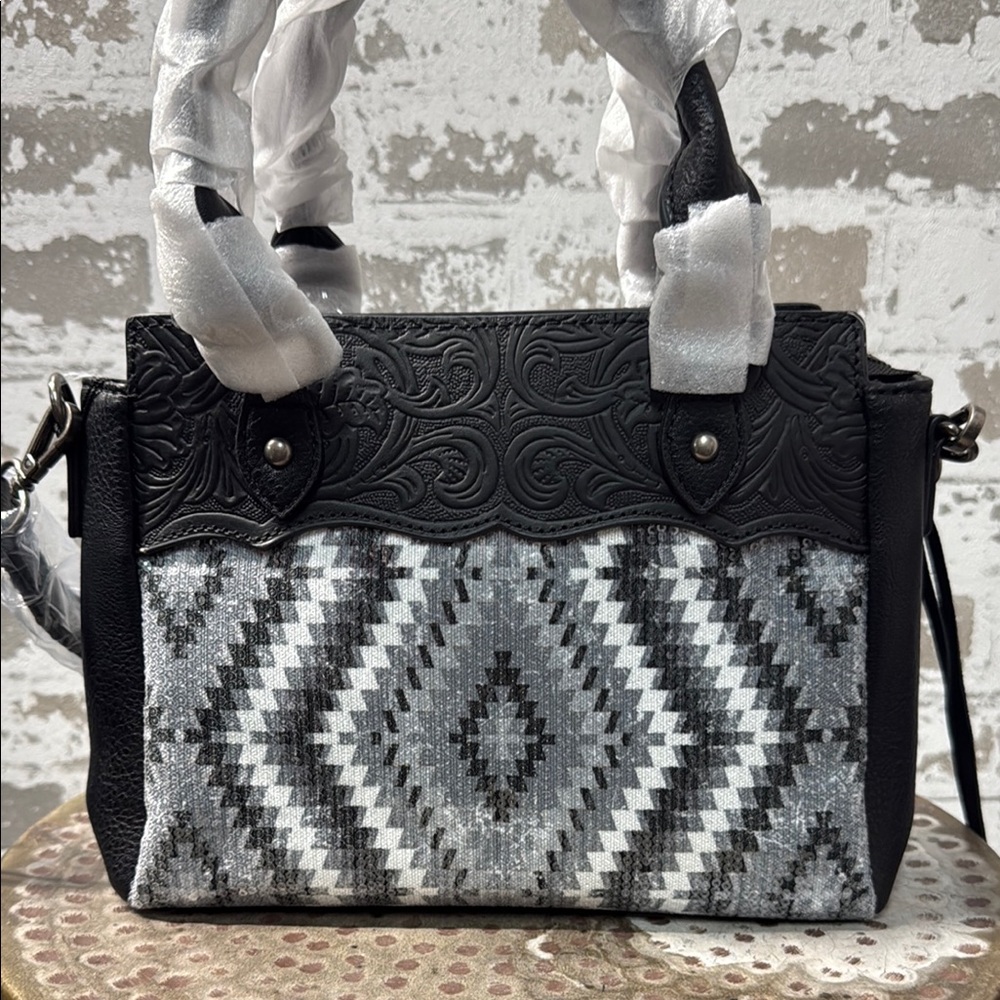 Black and Gray Sequence Patterned Women's Bag